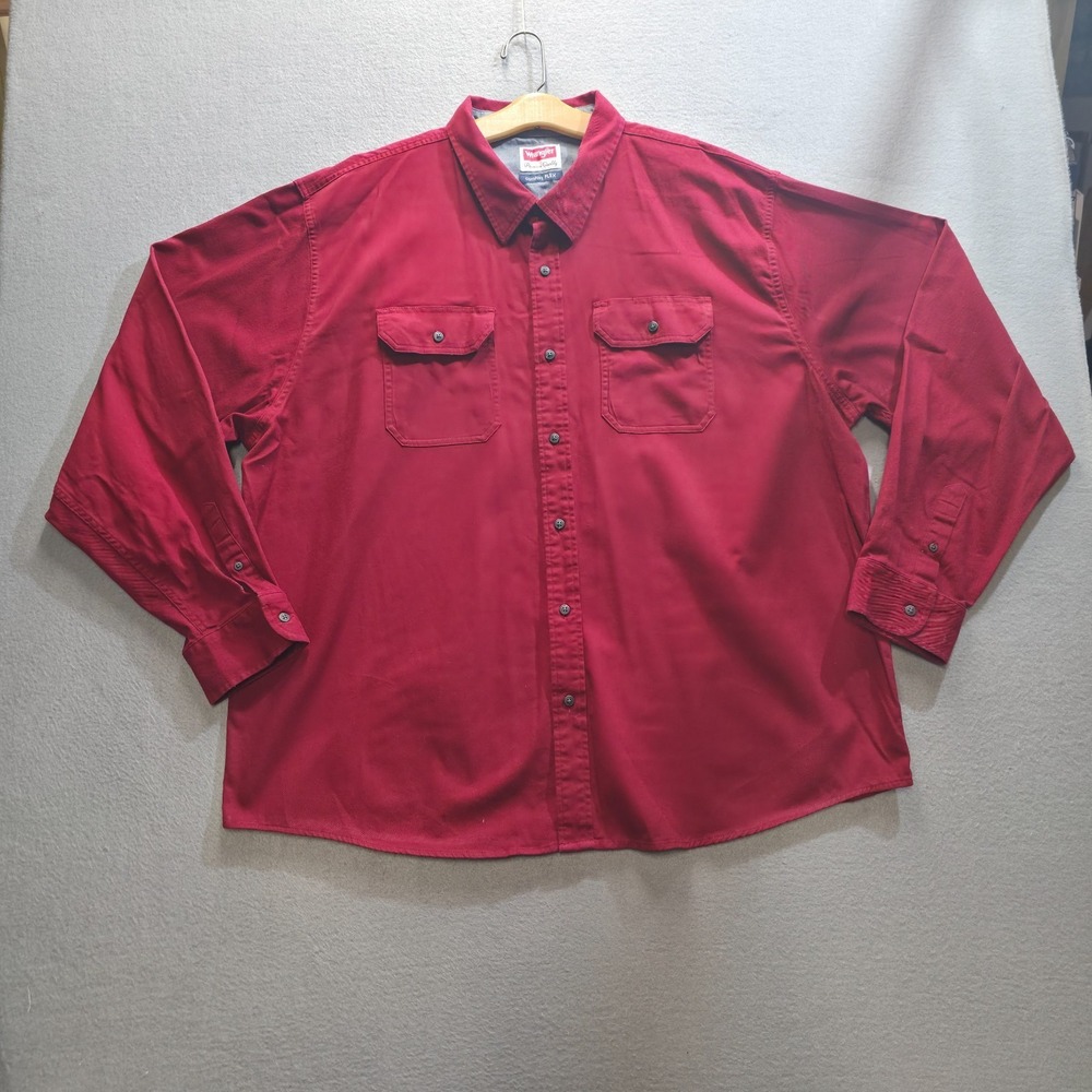 Wrangler‎ Premium Men's Red Comfort Flex Long Sleeve Shirt Size 3XL